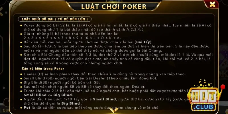 Luật chơi bài Poker Hitclub cho người mới